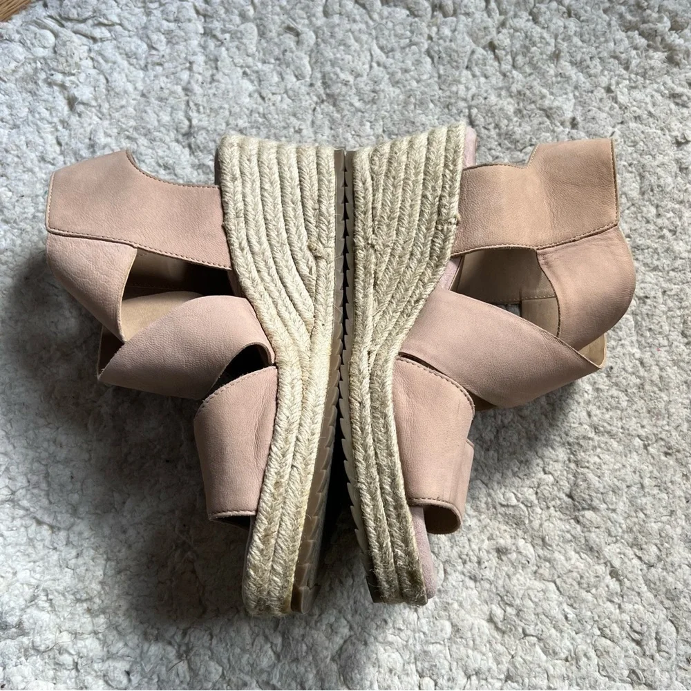 SOUL Naturalizer Tan Leather Oshay Espadrille Wedge Sandal Size 11